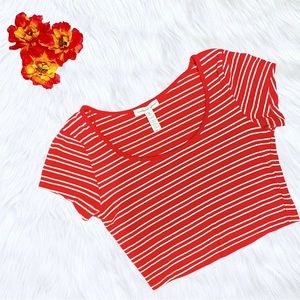 🔴4/$25 ambiance apparel red & white striped crop top